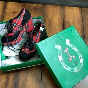 Miss L-fire platform thick heeled plaid shoes